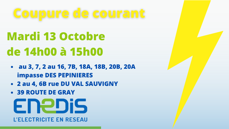 Coupure de courant 13 octobre 