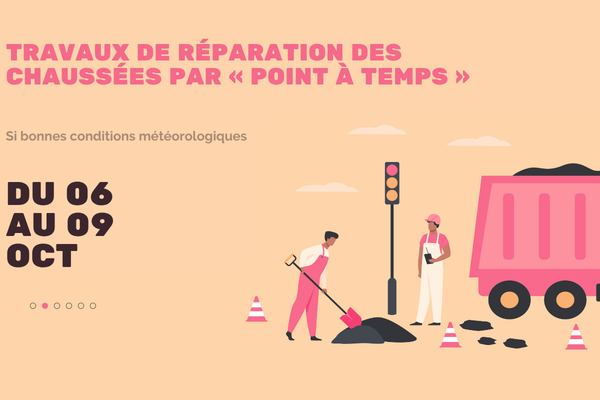 travaux de réparation des rue de la commune  par « point à temps ».